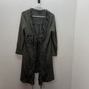 Pretty Angel Green Knit Lace Ruffle Cardigan Sweater‎ SZ S Fairy Whimsigoth Boho